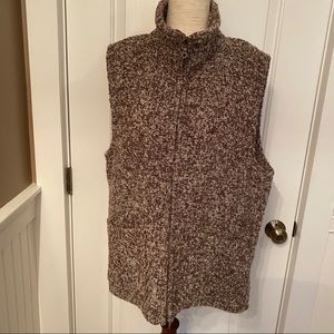 WEAVE OF THE IRISH VEST ZIP BROWN WHITE IRELAND HANDMADE COAT JACKET Size L